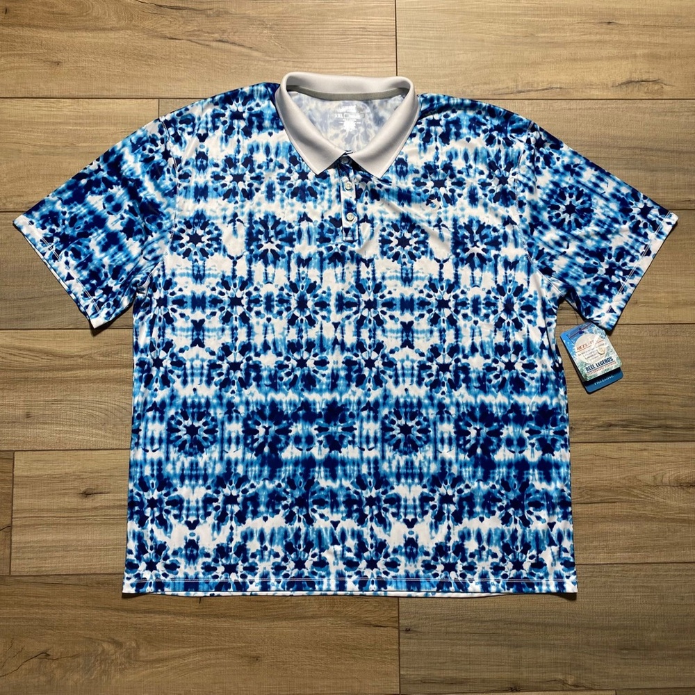 Reel Legends Mens Freeline Performance Resort Tie Dye‎ Short Sleeve Polo XXL
